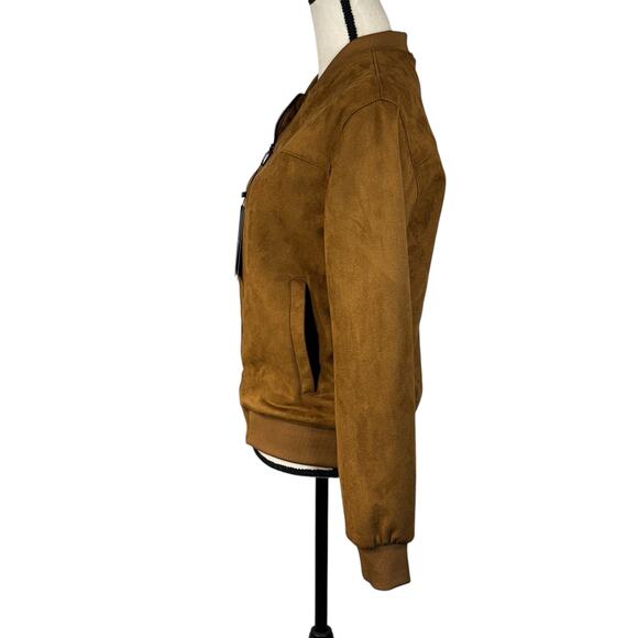 Denim & Flower Small Faux Suede Jacket Full-Zip Pocket Stretch Ricky Singh Brown - Picture 5 of 13